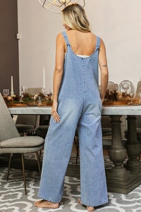Washed Denim Overall Jumpsuit