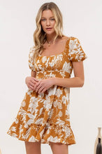 Load image into Gallery viewer, Carmel Floral Puff Sleeve Dress