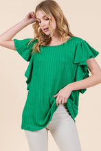 Load image into Gallery viewer, Kelly Green Cable Knit Ruffle Sleeve Top