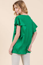 Load image into Gallery viewer, Kelly Green Cable Knit Ruffle Sleeve Top