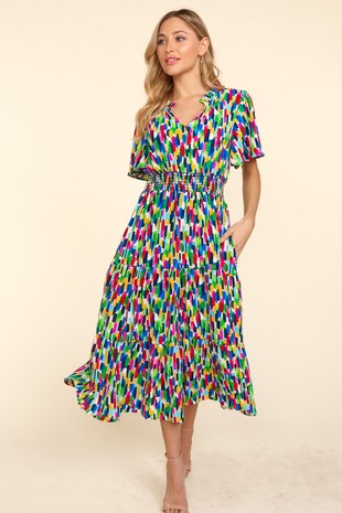 Abstract Fit & Flare Floral Dress