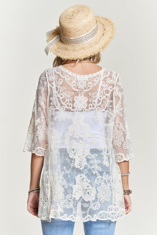 Short White Lace Cardigan