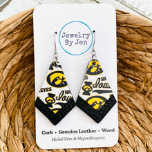 Load image into Gallery viewer, Iowa Hawkeyes Collage Double Stacked Leather Earrings