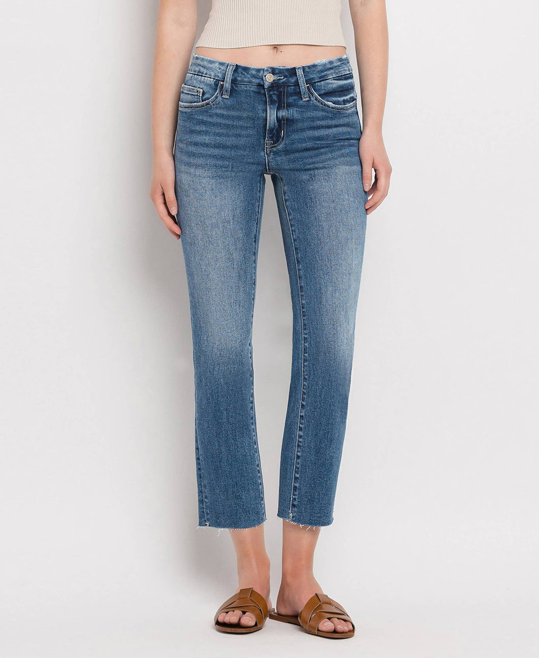 Vervet Mid Rise Crop Straight Jeans