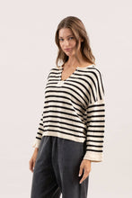 Load image into Gallery viewer, Cream &amp; Black Stripe Sweater