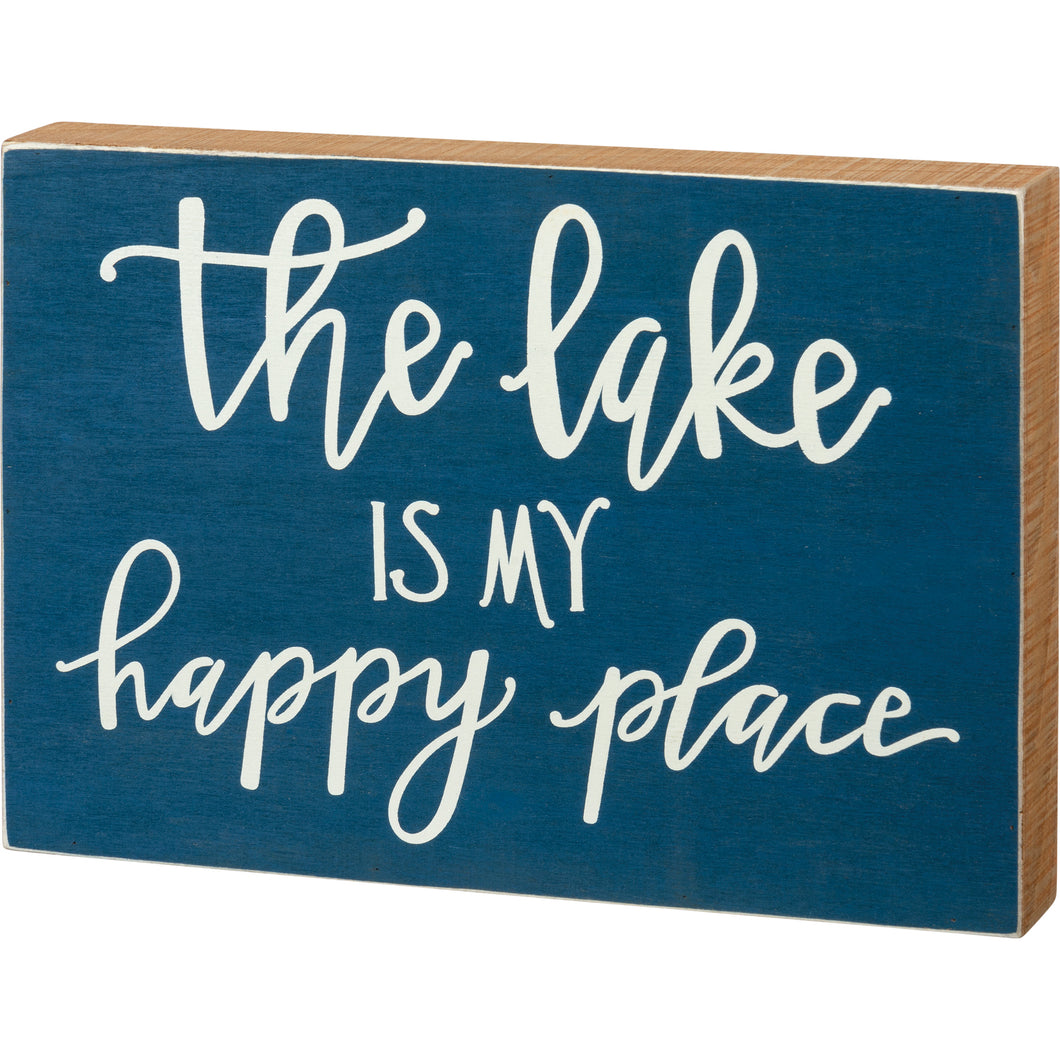 The Lake Is My Happy Place Box Sign