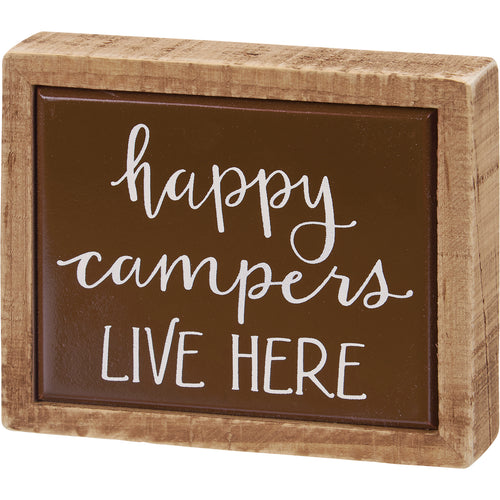 Happy Campers Live Here Box Sign Mini
