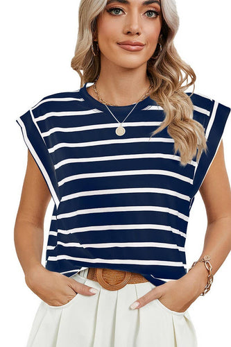 Navy & White Striped Raglan Sleeve Top
