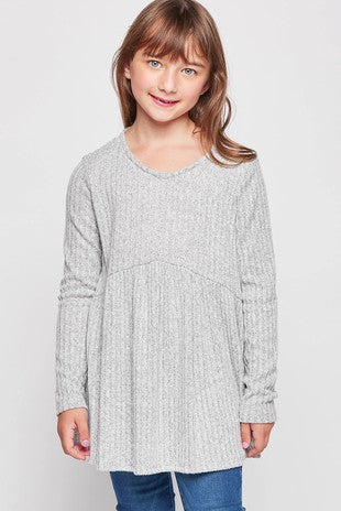 Kids Size Solid Rib baby doll Top