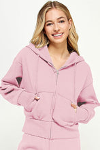 Load image into Gallery viewer, Fleece Crop Zip Hoodie