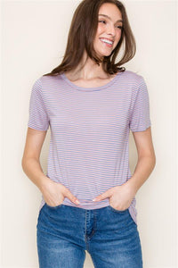 Pink & Blue Stripe Top