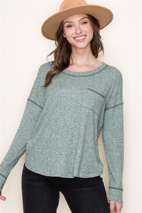 Light Olive Round Neck Top