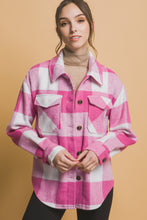 Load image into Gallery viewer, Pink Plaid Bust Pocket Shacket