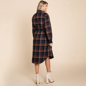 Belted Plaid Long Shacket