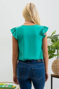 Kelly Green Split Neck Top