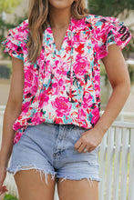 Load image into Gallery viewer, Pink Floral V Neck Top