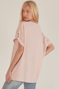 Blush Button Sleeve Top