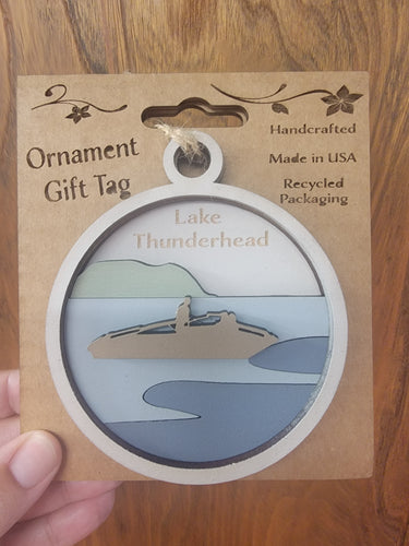 Lake Thunderhead Speed Boat Wood Ornament/Gift Tag