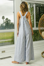 Load image into Gallery viewer, Ivory &amp; Blue Distress Stripe Jumpsuit