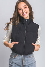 Load image into Gallery viewer, High Neck Crop Zip Up Puffer Vest