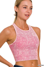 Load image into Gallery viewer, Washed Ribbed Seamless Racer Back Tank w/Bra Pads