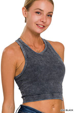 Load image into Gallery viewer, Washed Ribbed Seamless Racer Back Tank w/Bra Pads