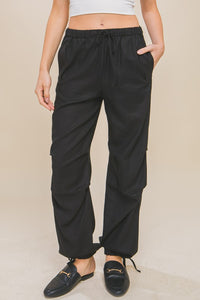 Linen Drawstring Waist Long Pants