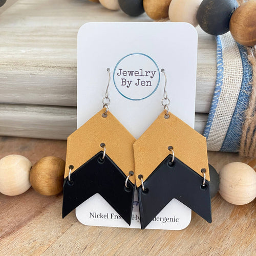 Double Chevron: Mustard & Black Earring