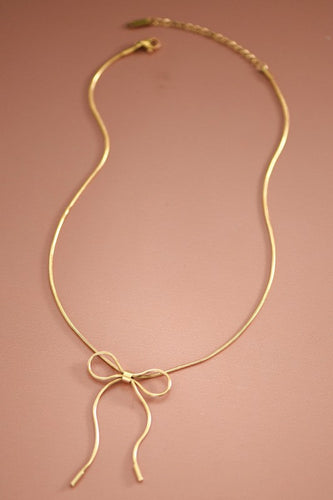 18k Non-tarnish Stainless Steel Chain Bow Necklace