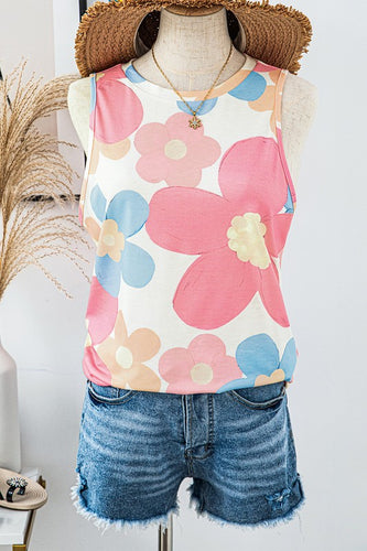 Floral Print Round Neck Tank