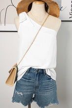 Load image into Gallery viewer, Textured Bowknot One Shoulder Tank