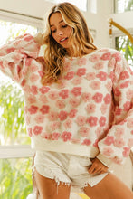 Load image into Gallery viewer, Pink Sherpa Floral Jacquard Pullover