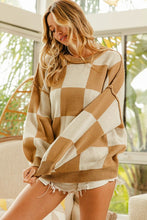 Load image into Gallery viewer, Latte Cut Edge Checker Sweater