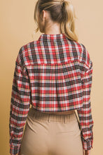 Load image into Gallery viewer, Red Cropped Plaid Flannel