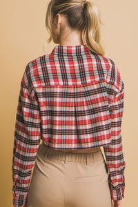 Red Cropped Plaid Flannel