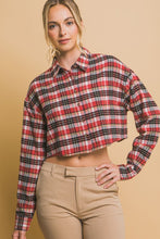 Load image into Gallery viewer, Red Cropped Plaid Flannel