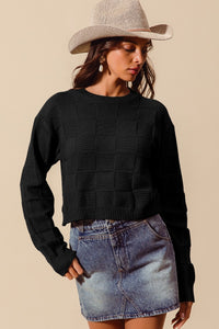 Checker Pattern Knitted Sweater