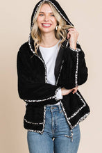 Load image into Gallery viewer, Black Sherpa Contrast Binding Jacket