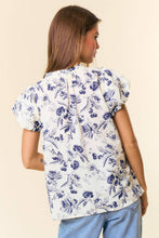 Load image into Gallery viewer, Sage Cotton Floral Print Ruffle Top