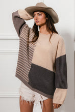 Load image into Gallery viewer, Grey Mixed Pattern Block Sweater