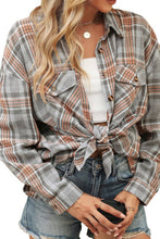 Load image into Gallery viewer, Light Grey Plaid Flannel