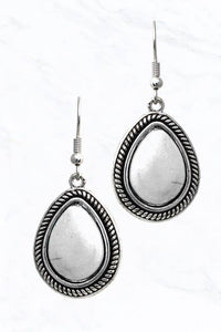 Stone Teardrop Dangle Earrings: Red