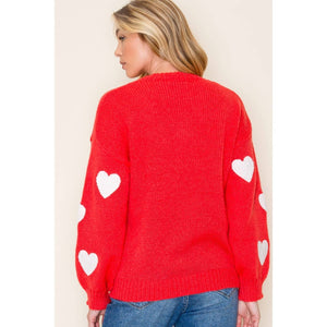 Red Heart Patch Crew Sweater