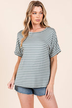 Load image into Gallery viewer, Dusty Olive Stripe Top