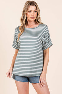 Dusty Olive Stripe Top