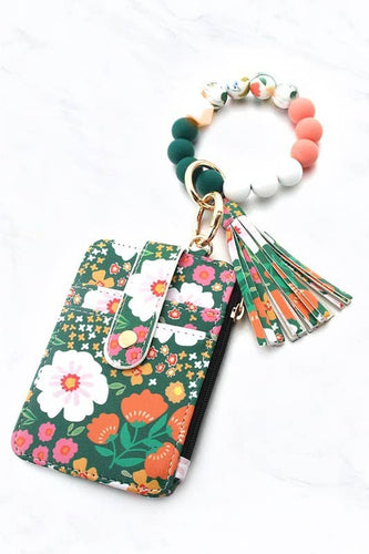 KeyChain and floral wallet: Green