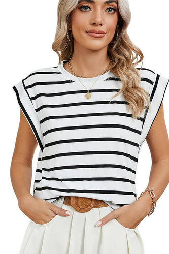 Black & White Striped Raglan Sleeve Top