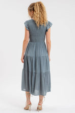 Load image into Gallery viewer, Teal Smocked Tiered Midi Dress