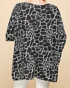 Black Giraffe Batwing Top