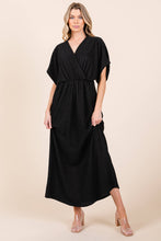 Load image into Gallery viewer, Black Surplice Maxi Dress